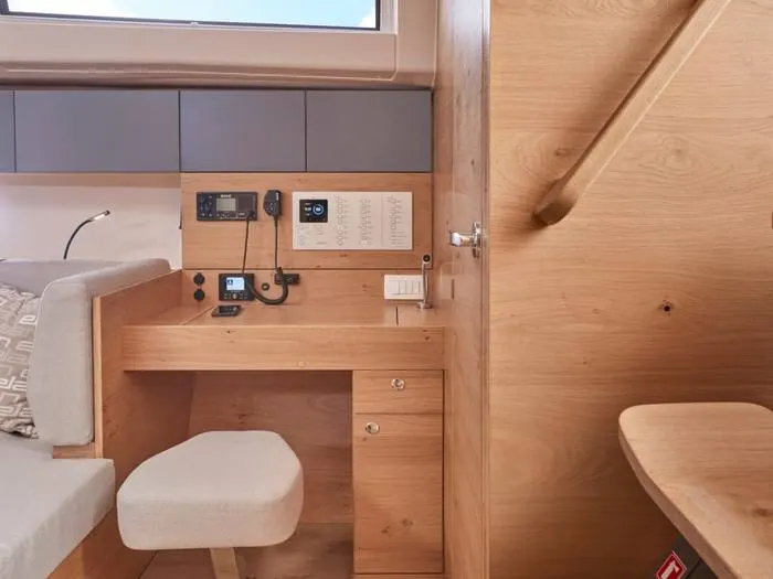 The navigation station aboard a cruising yacht