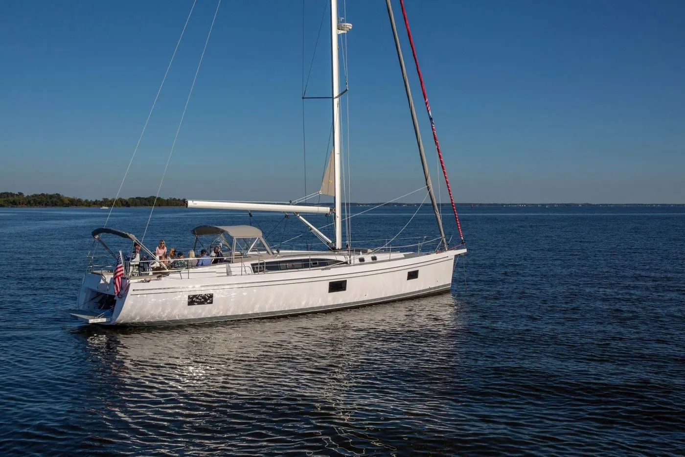 Yachts moored along the waterfront at Regatta Pointe Marina