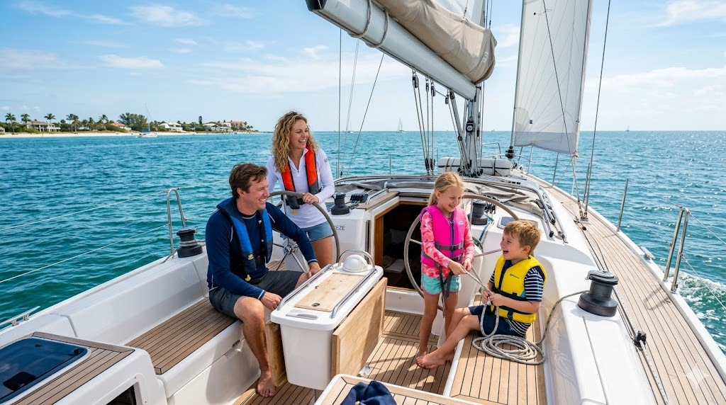 best family sailboat Florida children aboard comfortable safe sailing Gulf Coast