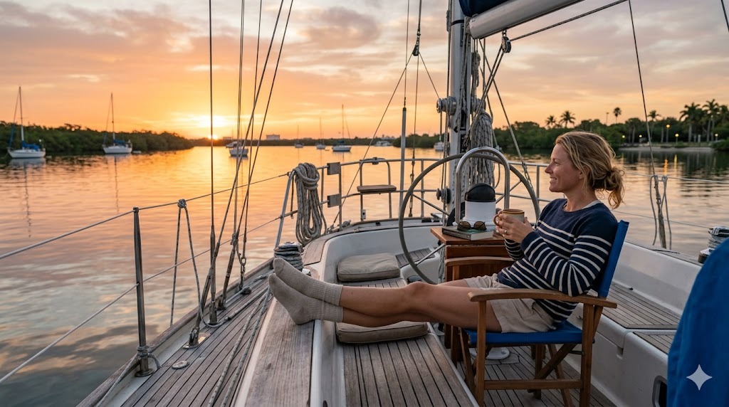 sailboat anchored Tampa Bay Florida pristine anchorage turquoise water secluded cove